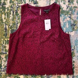 NWT Banana Republic Lace Overlay, Soft-lined Tank - Cranberry